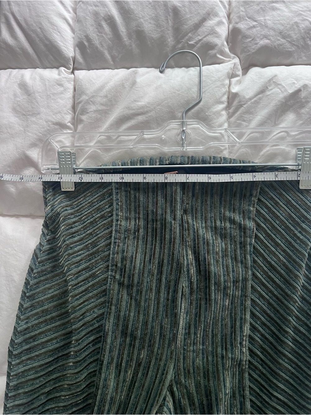 Free People Olive Green Ribbed High-Rise velvet Flare Pants - Picture 6 of 8